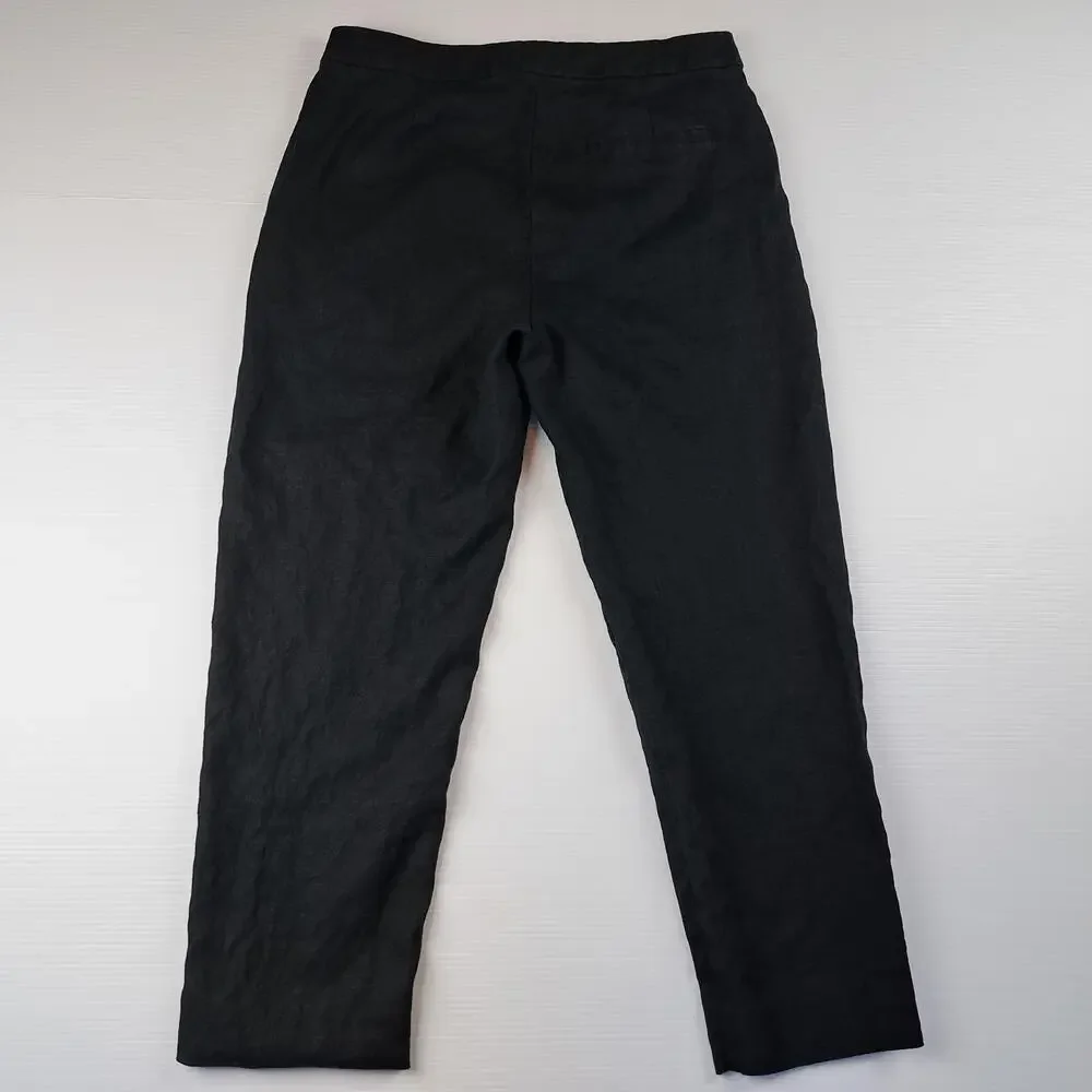 Banana Republic Pants Womens 10 Black 100% Linen Ankle Lightweight Career Office